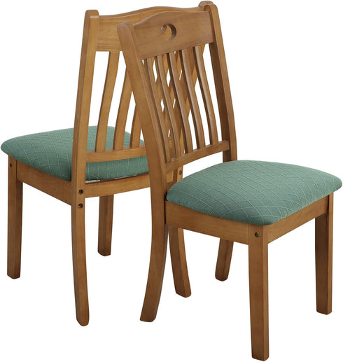 Stretch Jacquard Chair Seat Covers Set of 4, Removable Washable Anti-Dust Dining Chair Covers in Dark Green