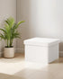 16.5"x12.6"x12.6" Small Ottoman with Storage, Sherpa Storage Ottoman Cube, Boucle Folding Foot Rest for Dorm, Living