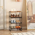4 Closet 4 Closet Garden you Shoe Rack for Narrow Tiers, Small Shoe Rack with Brown Wooden Tabletop, Adjustable Metal
