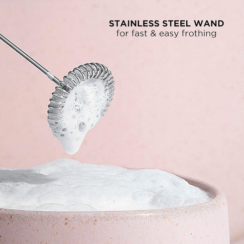 Chefman Handheld Electric Milk Frother, Create Foam for Coffee, Cappuccinos, Lattes, Cordless Stainless Steel Wand