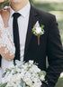 Rose Boutonniere for Men Wedding, Handmade White Corsage Feather Boutonniere for Formal Dinner Party Ceremony