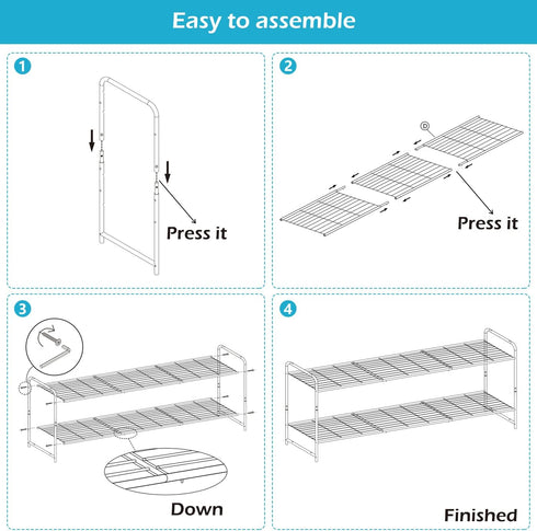KEETDY 2-Tier Long Shoe Rack for Closet, Entryway Shoe Organizer for 18 Pairs, Metal Stackable Storage Shelf (Bronze)