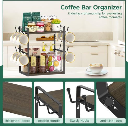 Countertop, 2 12 EsLuker.ly Coffee Station Bar Organizer Mug Holder Stand Tier Mug Cup Tree Rack for Kitchen Office