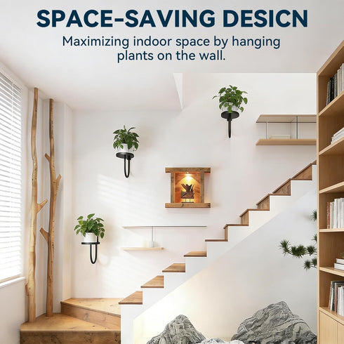 XNGZY 3 Pack Wall Planters for Indoor Plants, Wall Mounted Plant Holder, Metal Plant Floating Decor Shelves, Space