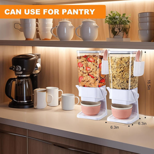 Cereal Dispenser Countertop 2 Pack with Bowls, 5.5 QT Dry Food Dispenser Snack Organizer Containers for Kitchen