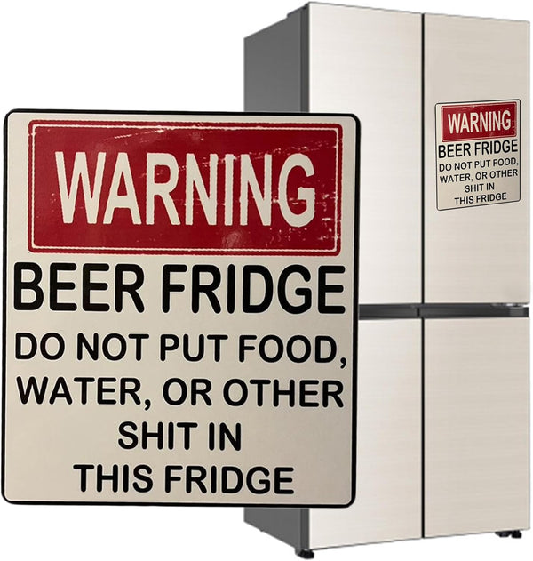 Funny Beer Fridge Stickers, Hilarious Warning Magnet Sign for Home Bar Decorations, DO NOT Put Food or Water