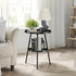 LMGVRZK 2-Tier Side Table Small Round End Table Metal Black Accent Table for Small Spaces Indoor Outdoor Living Room