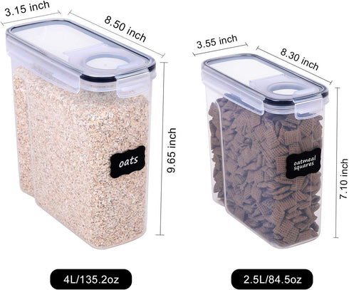 FOOYOO Set 6 Containers(4 4L+2 2.5L), 16 Cereal Containers Storage - Piece Airtight Large Dry Cereal Storage * * BPA