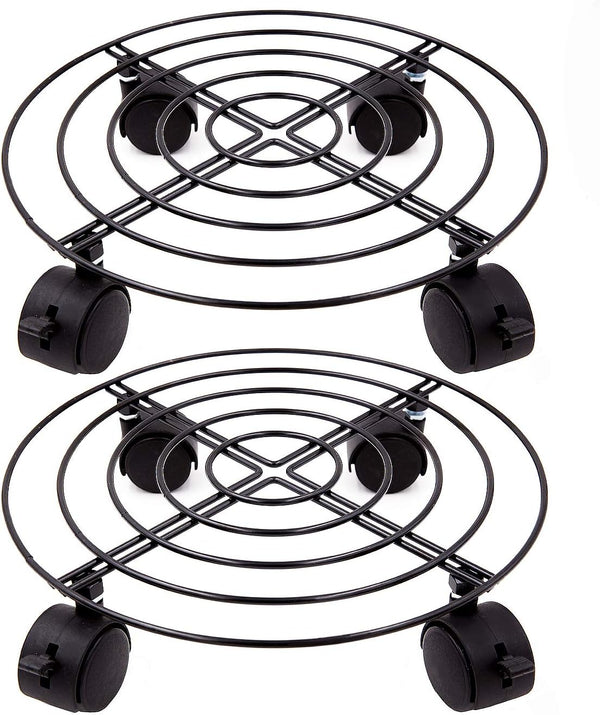 KINJOEK 2 Packs 10.6 In Metal Plant Stand with Wheels, Load Max