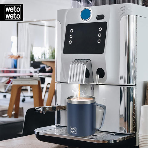 14 oz WETOWETO Coffee Mug, Vacuum Insulated Camping Mug with Lid, Double Wall Stainless Steel Travel Tumbler Cup