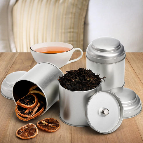 Lawei 9 Pack Tea Tins Canister - 8 OZ Round Tin Can Box with Airtight Double Lids for Storage Tea, Coffee, Sugar,