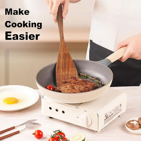 Wooden Spatula for Cooking Nonstick, wooden spatula for cooking, Teak Wooden Spatula Non-stick Pan Shovel Long Flat Handle for Kitchen Cooking by Kuuleyn