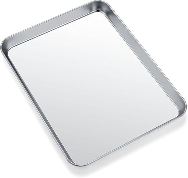 Zacfton Stainless Steel Baking Sheets for Oven, Cookie Sheet Baking Pan 10.5 x 8 x 1 Inch, Easy Clean & Non-stick
