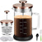 French Press Coffee Maker, 34 Ounce with 4 Filters System, Stainless Steel Plunger, Borosilicate Glass