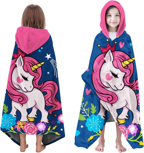 Unicorn Bath Towel for Girls Hooded Beach Towels for Kids Ages 4-8,Kids