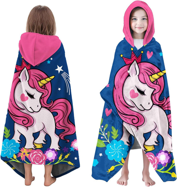 Unicorn Bath Towel for Girls Hooded Beach Towels for Kids Ages 4-8,Kids