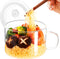 Ramen Bowl Set, Glass Salad Bowl with Lid, 34oz Portable Ramen Cooker with Handle, Microwavable with Chopsticks