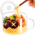 Ramen Bowl Set, Glass Salad Bowl with Lid, 34oz Portable Ramen Cooker with Handle, Microwavable with Chopsticks