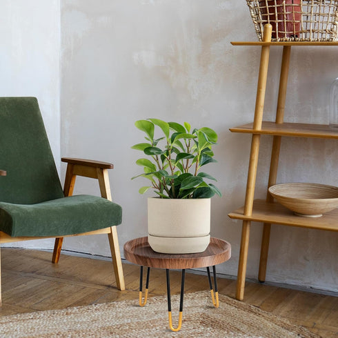 Plant Stand Indoor Outdoor, Mid Century Style Walnut Wood Color Plant Stand,Waterproof Design Modern Plant Table,Easily