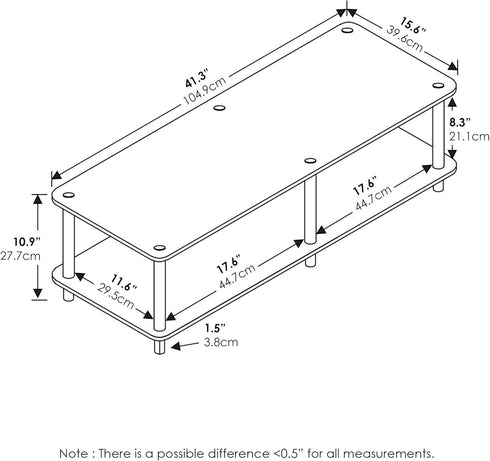 Furinno Just No Tools Wide Television Stand, Light Cherry with Black Tube
