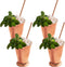 Sol Living Mint Julep Cups Set of 4, 12 oz Stainless Steel Lining Copper Cups for Cocktails and Mixed Drinks Barware Set
