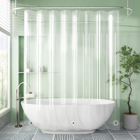 AmazerBath Shower Curtain Liner, 72x72 Clear Waterproof Plastic Shower Liner, Lightweight PEVA for Bathroom with 3