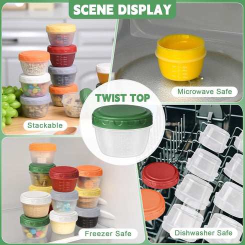 12pcs 4 oz 1/2 Yomarket Small Plastic Containers with Lids, Reusable Cup Small Food Storage Containers, Leakproof