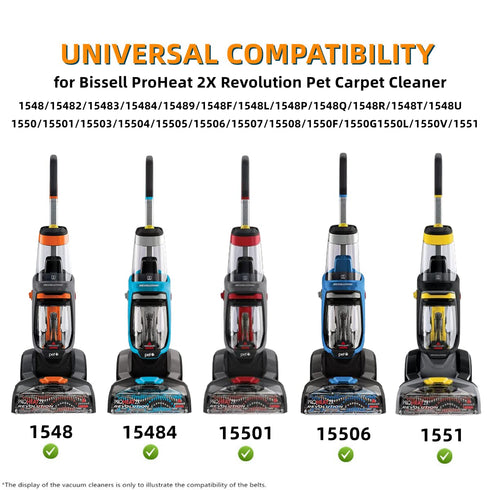 Replacement Belt Set for Bissell ProHeat 2X Revolution Pet Carpet Cleaner Model 1548, 1551, 1551W, 1550 Series