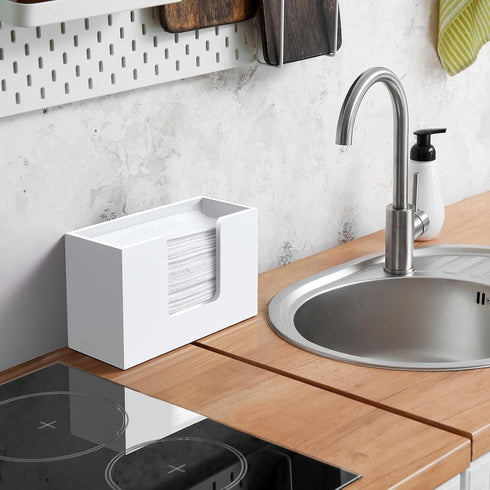 Countertop, Countertop Paper Towel Dispenser Wooden Bathroom Paper Towel Holder, White Napkin Holder for Kitchen