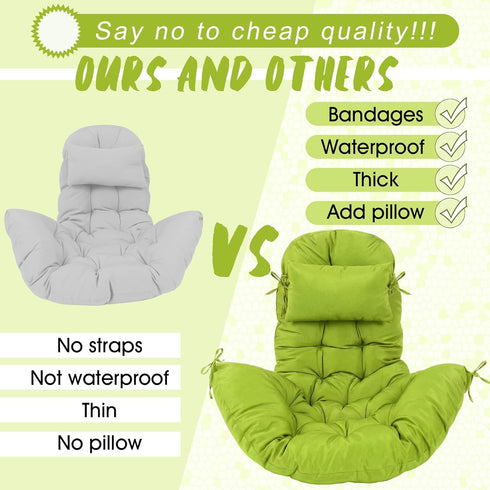 2.58 Hammock Patio(Green,1 Tudomro Egg Chair Cushion Filling kg Replacement Rocking Wicker Chair Cushions High Back