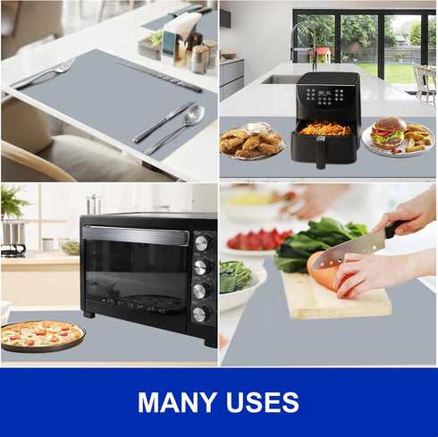 Silicone Mats for Kitchen Counter, Heat Resistant Waterproof Countertop Protector Mat, Non-Slip Grey Silicone Mats