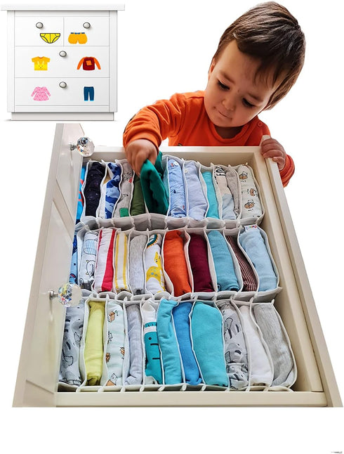 Drawer Organizer for Baby Clothes, Accordion Drawer Dividers Organizers, Storage Box for Onesies, Underwear, Socks, Set
