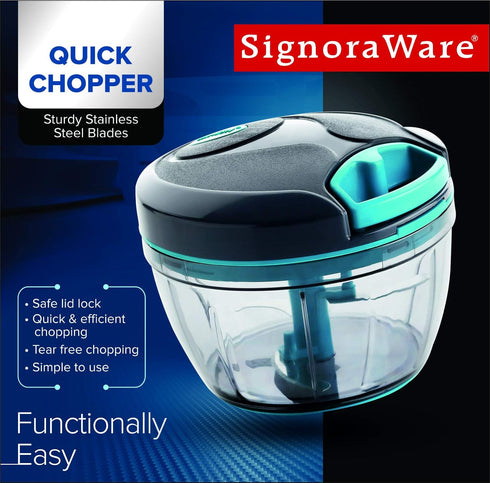 SIGNORAWARE Manual Food Processor, Vegetable Chopper - Easy Pull Hand String, Portable Stainless Steel Chopper with