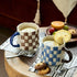 16Oz Home-4pack Retro Checkered Ceramic Coffee Mug - Extra Large Handle, Microwave Safe Vintage Patterned Tea Cup