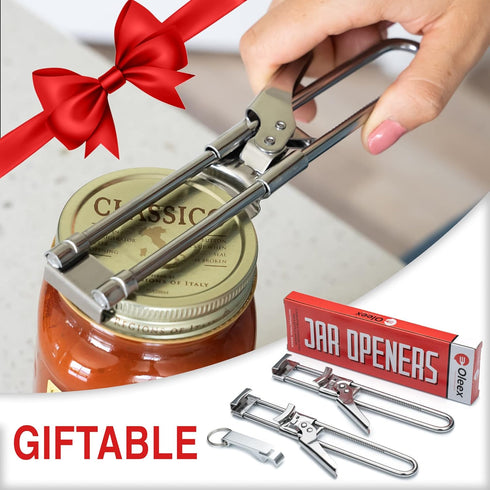 Oleex Jar Opener for Weak Hands (x2) with Keychain Bottle Cap Opener, Easy Seniors Arthritis, Kids Openers, Kitchen