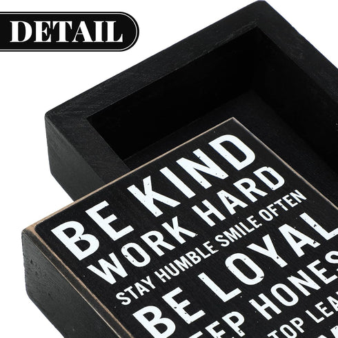 Be Kind Wooden Box Signs - Inspirational Desk Decor with Positive Quotes for Office