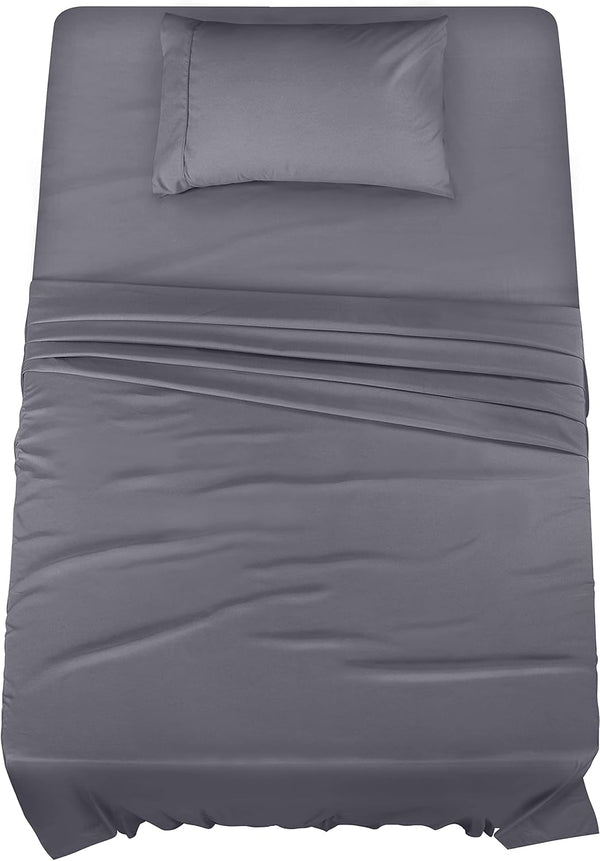 Utopia Bedding Twin Sheet Set, 3 Piece, Soft Microfiber, Grey, Includes 1 Fitted Sheet, 1 Flat Sheet, 1 Pillowcase