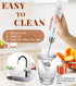 YUSWKO Handheld Milk Frother for Coffee with Stand, Rechargeable Drink Mixer, 3 Heads, 3 Speeds