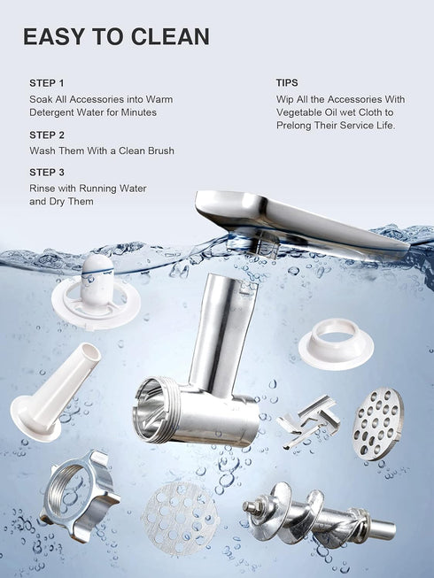 2 Electric Meat Grinder, Heavy Duty Meat Mincer, Sausage Stuffer Maker, Food Grinder with Sausage & Kubbe Kit, Grinder