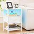 3-Tier Yoobure White Night Stand with Charging Station, LED Nightstand for Bedroom, Bedside Tables with Adjustable