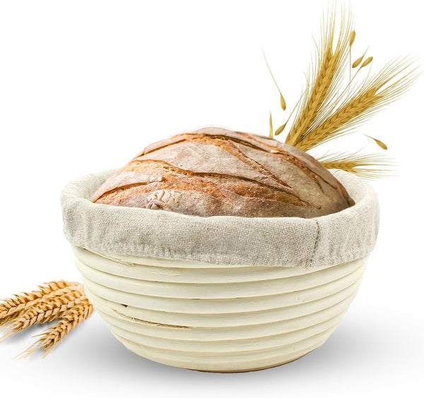 Banneton Bread Proofing Basket, Handwoven Rattan Cane Sourdough Proofing Basket for Artisan Breads, 7 x 4 Inch