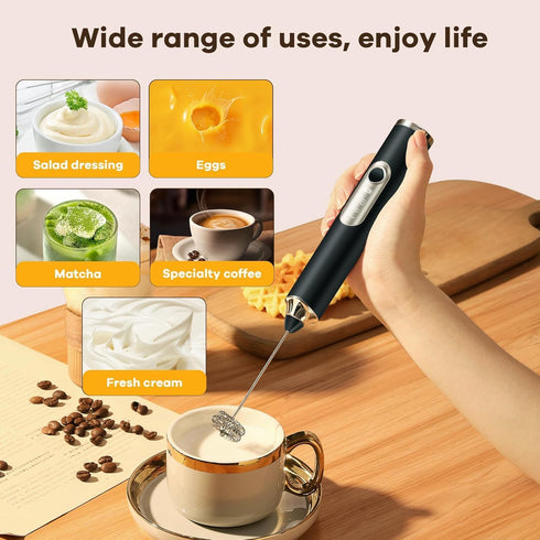 Generic 3 3 Handheld Milk Frother, Heads Milk Frother Rechargeable, Speed Adjustable Coffee Mixer Electric Handheld