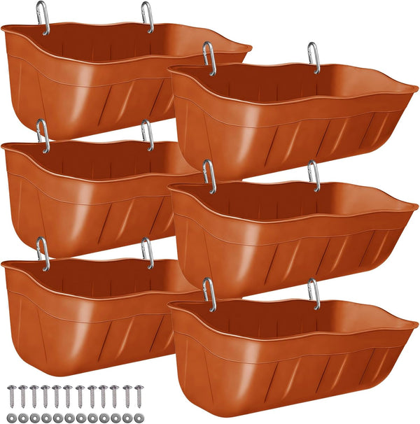 DallerSoode Hanging Chicken Feeders,Duck Feeder Waterer,Small Feed Trough 1.3 Quart 6 Pack,Hanging Fence