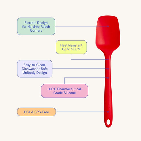 GIR: Get It Right Premium Seamless Spoonula, Non-Stick Heat Resistant Silicone Scraper for Mixing