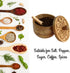 Salt Pinch Bowls - Vintage Salt Box Cellar with Wooden Lid, Spice Bowls for Cooking, Natural Mango Wood