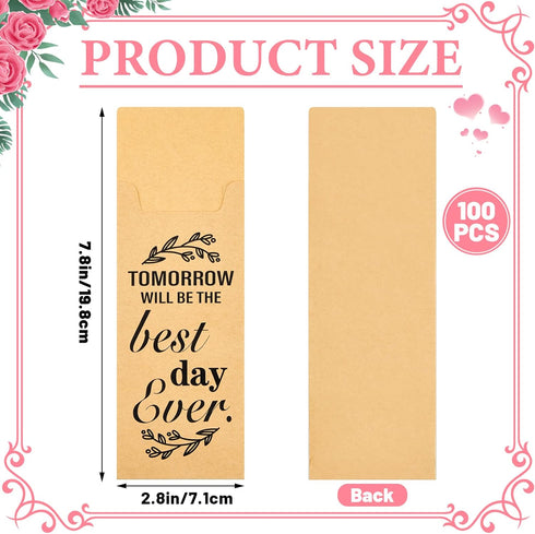 Gueevin 100 Pcs Tomorrow Will Be The Best Day Ever Wedding Paper Silverware Bags Utensil Holder Rustic Cutlery Pouch Bag for Wedding Rehearsal Dinner Engagement Barbeque Banquet, 2.8 x 7.8 Inch by Gueevin