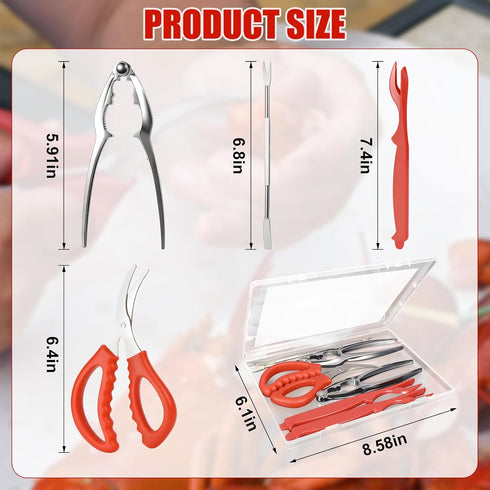 Rkiiqii 2026 8PCS Set, 2 2 2 1 1 (8 Upgraded Seafood Tool Includes Crab Leg Crackers, Stainless Steel Crab Forks