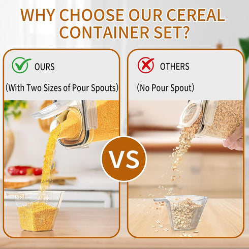 HKJ Chef Set (4L 135.2oz), 4PCS 20 Cereal Containers Storage / Airtight Food Storage Containers with Lids, Cereal