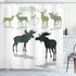 Ambesonne Antlers Shower Curtain, Elk Deer and Fawn Silhouette Forest Theme, 69" W x 75" L