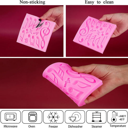 5 Pieces Music Note Fondant Mold - Silicone Musical Candy Mold for Cake Decoration